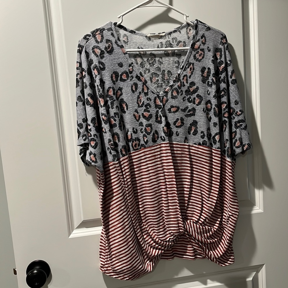 Leopard and stripe shirt